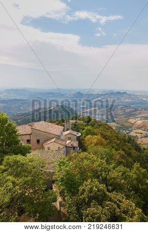 San Marino, Panoramic View Of The Local Surroundings.