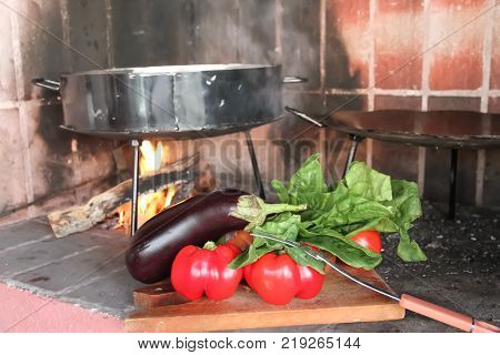 Cooking On The Disks Of Plowing The Land Typical Kitchen Of The Pampa Argentina