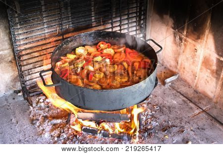 Cooking On The Disks Of Plowing The Land Typical Kitchen Of The Pampa Argentina