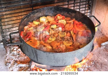 Cooking On The Disks Of Plowing The Land Typical Kitchen Of The Pampa Argentina