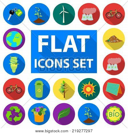Bio and ecology flat icons in set collection for design. An ecologically pure product vector symbol stock  illustration.