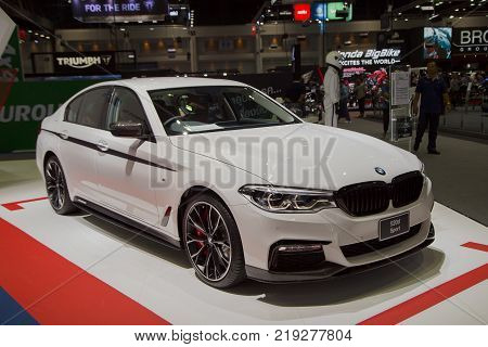 Bangkok Thailand - December 11 2017: BMW 520d Sport presented in Motor Expo 2017