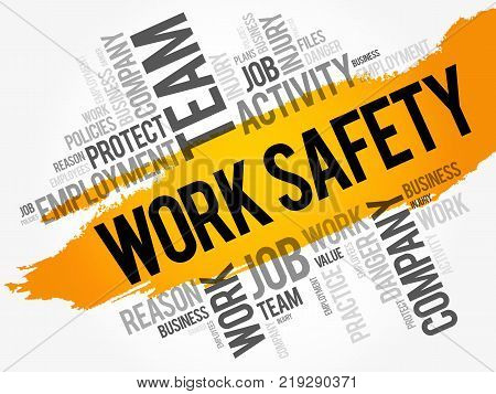 Work Safety Word Cloud Collage With Terms Such As Employee Company Business Concept Background