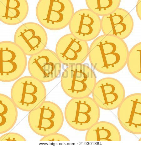 Bitcoin crypto currency seamless pattern vector illustration