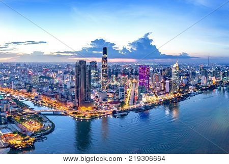 Ho Chi Minh, Vietnam - Nov 18, 2017: Royalty High Quality Free Stock Image Aerial View Of Ho Chi Min