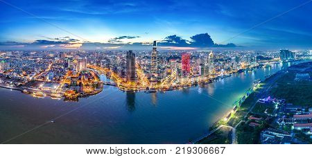 Ho Chi Minh, Vietnam - Nov 18, 2017: Royalty High Quality Free Stock Image Aerial View Of Ho Chi Min