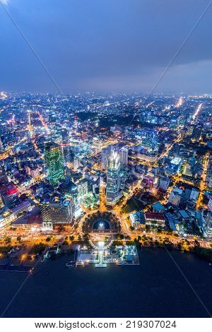 Ho Chi Minh, Vietnam - Dec 18, 2017: Royalty High Quality Free Stock Image Aerial View Of Ho Chi Min