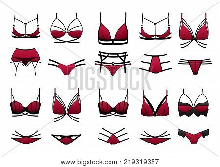 Set of beautiful modern women's underwear. Vector illustration