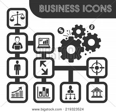 Business icons set and symbols for web user interface