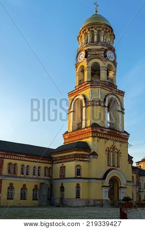 new Athos monastery of St. Simon the Canaanite monastery in the sunshine, Abkhazia.