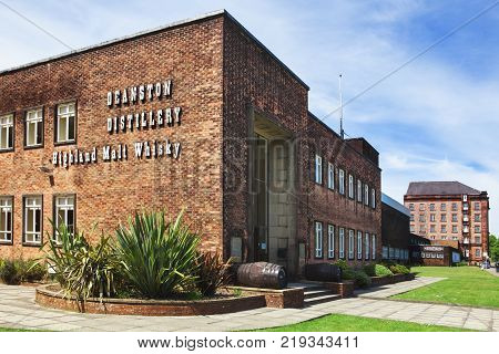 Deanston, Scotland - June 06, 2016: Deaston, one of Scotland's oldest and smallest producers of single malt whisky. Deaston, Scotland, UK