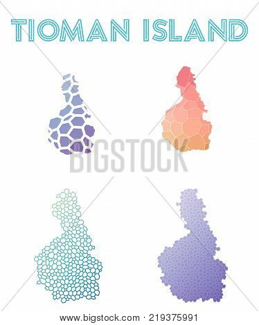 Tioman Island Polygonal Island Map. Mosaic Style Maps Collection. Bright Abstract Tessellation, Geom