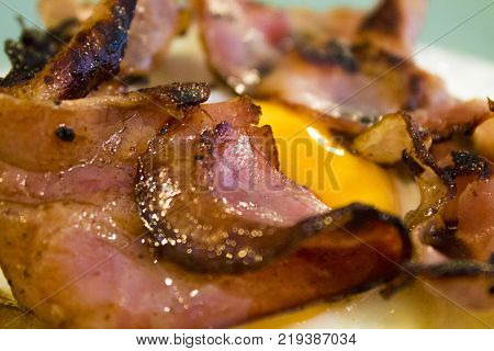 Succulent Food Breakfast Foreign Fried Egg With Bacon