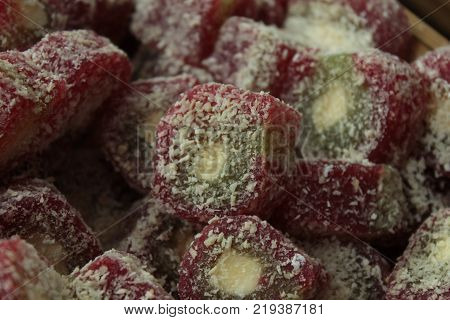 Candied Fruit And Colored Glaze And Sweet Candies