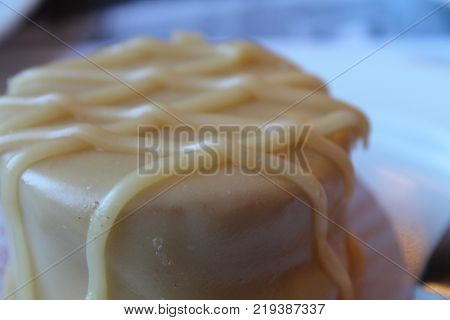 Mini Sweet White Chocolate Cake With Fat Pouring
