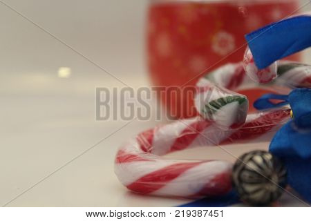 Christmas Decoration With Sugar Stick And Bell