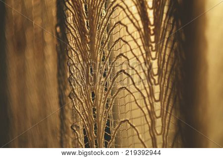 home window drape isolated with orange sunshine tone