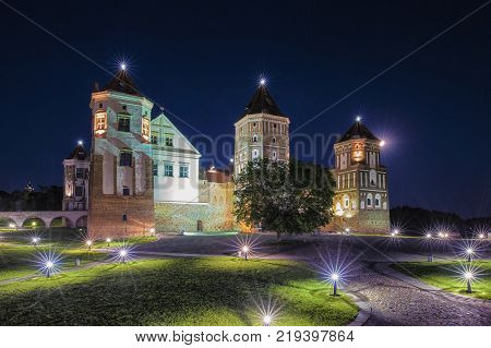Mir,Belarus-August 5,2017: Picture of Renowned Mir Castle as Former Bastion and Fortress of The Great Lithuanian Kingdom in Mir August, 5, 2017, Belarus