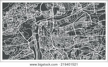 Prague Chezh Republic Map in Retro Style. Outline Map.
