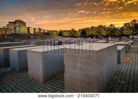 Berlin, Germany - September 23, 2015: Holocaust Memorial, Berlin, Germany, Europe