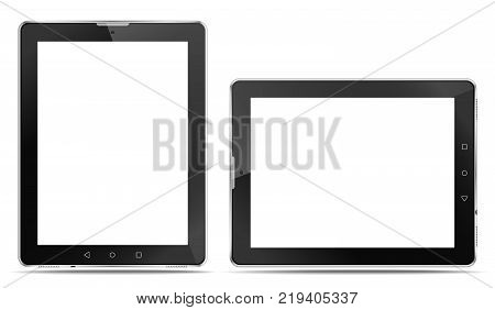 Rrealistic tablet computers with a connector for headphones and with speakers, in order to express your application.