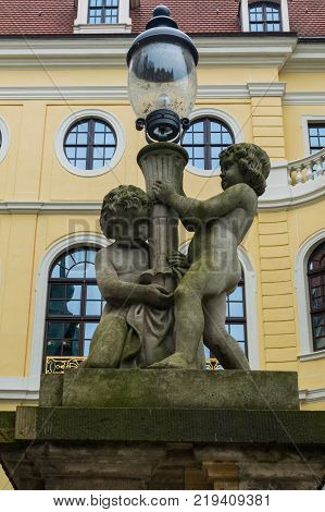 Zwinger palace in Dresden, Germany. Sculpture and architecture
