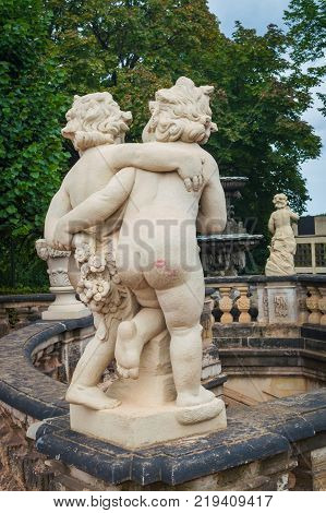 Zwinger palace in Dresden, Germany. Sculpture and architecture