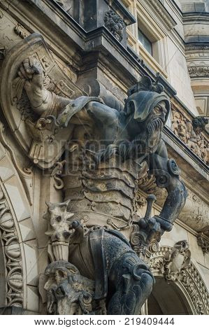 Zwinger palace in Dresden, Germany. Sculpture and architecture