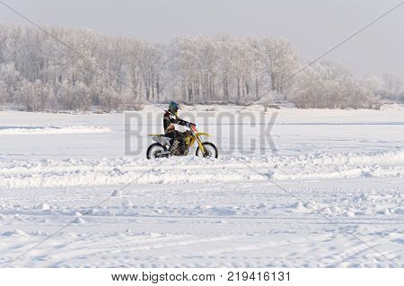 Motorcycle On Studded Tires.