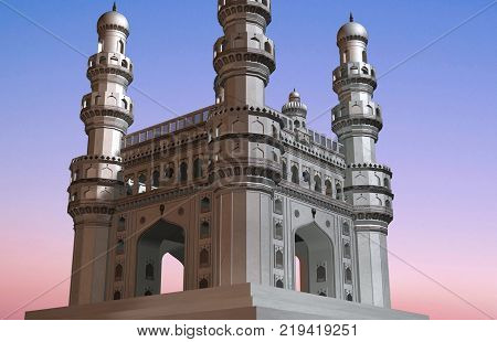 Indian Monument of Charminar Hyderabad 3d architecture 400 years old
