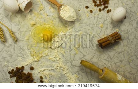 dough with close-up. man is preparing bread dough
