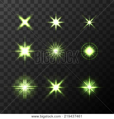 Light Glow Flare Stars Effect Set vector stock illustration