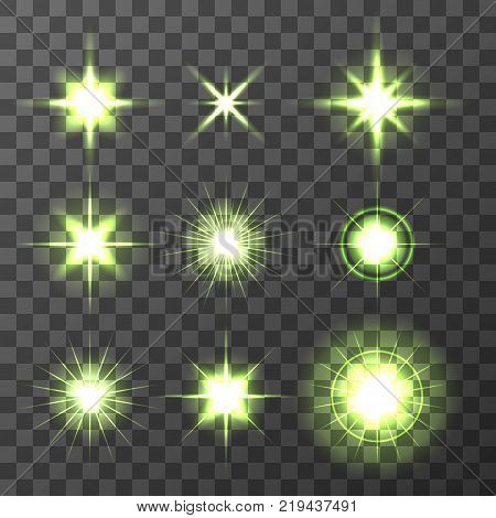 Light Glow Flare Stars Effect Set vector stock illustration
