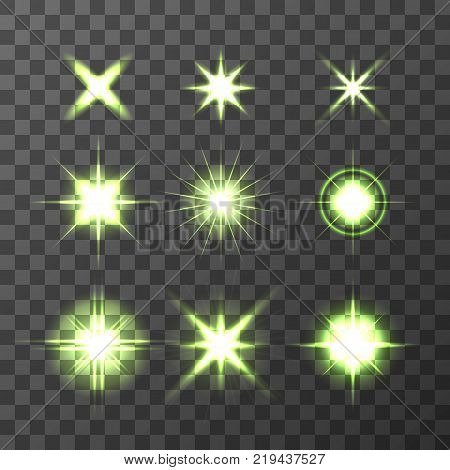Light Glow Flare Stars Effect Set vector stock illustration
