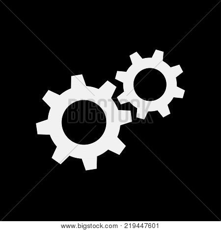 the two white gears isolated on black background