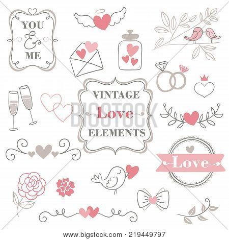 Beautiful design for Valentine s Day. Vector set of illustrations.