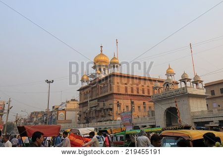 New Delhi India - October 27, 2017: Shri Digambar Jain Lal Mandir In Old Delhi Downtown Area.