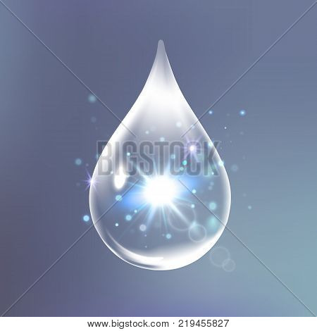 Supreme collagen oil drop essence. Premium gold shining serum droplet. Vector illustration