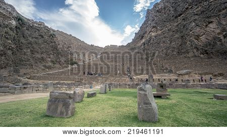Ollantaytambo Peru - September 2017: Scenery from the ancient Inca city Ollantaytambo. Peru South America