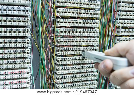 Telephone line cabinet connections of anolog cables