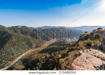 Rocky Landscape In Siurana De Prades Tarragona Spain. Copy Space For Text