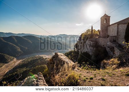 View Of The Romanesque Church Of Santa Maria De Siurana In Siurana Tarragona Catalunya Spain. Copy S