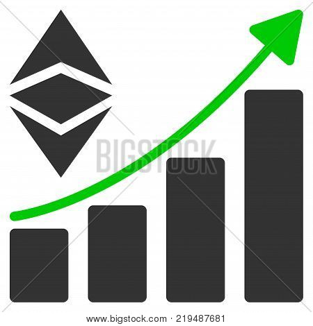 Classic Ethereum Growth Trend flat vector icon. An isolated illustration on a white background.