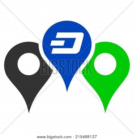 Dashcoin Map Markers flat vector illustration. An isolated illustration on a white background.