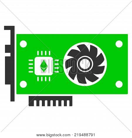 Ethereum Gpu Videocard flat vector pictograph. An isolated illustration on a white background.