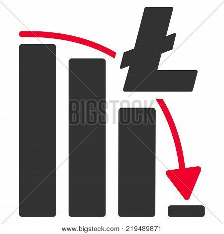 Litecoin Epic Fail Chart flat vector pictogram. An isolated illustration on a white background.
