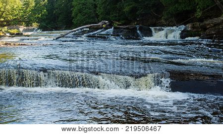 Manabezho Falls of the Presque Isle River Porcupine Mountains Wilderness State Park Michigan