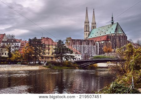 River Nysa a cathedral house in the city of Gerlitz in Germany