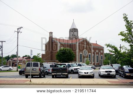 JOLIET, ILLINOIS / UNITED STATES - JULY 26, 2017: The Cathedral of Saint Raymond Nonnatus offers worship services in Joliet, Illinois.