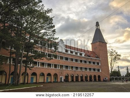 Dalat Vietnam - Apr 3, 2017. school at downtown in Dalat Vietnam. The school founded in 1927 in Da Lat Vietnam to educate the children of French colonialists.